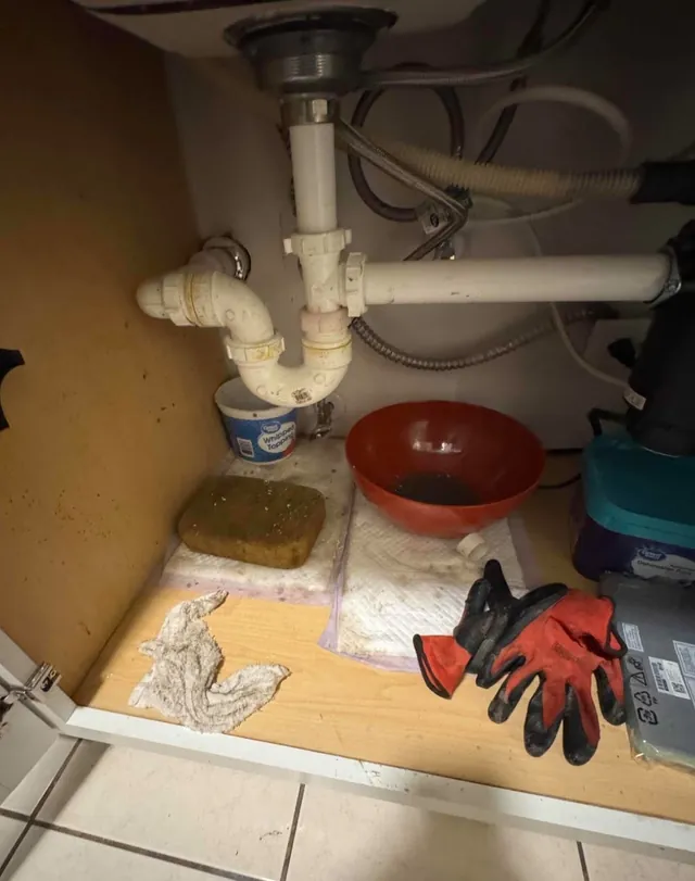 Backed-up kitchen sink before repair