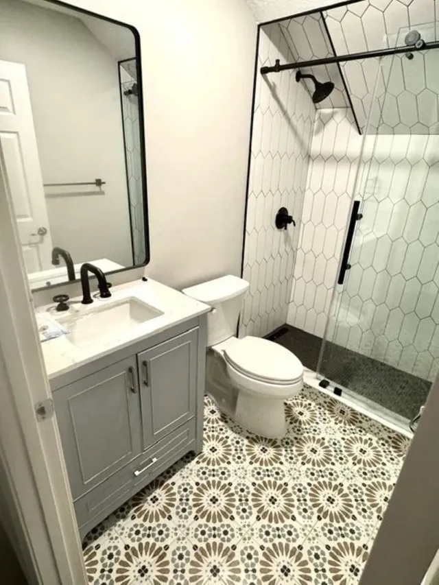 Finished bathroom vanity and fixture install