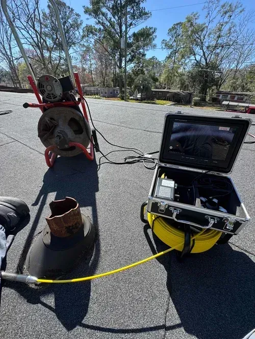 Sewer camera inspection on site