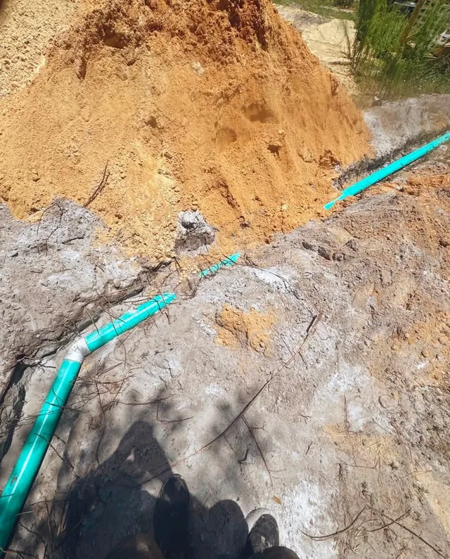 New water service line installed in a sand trench